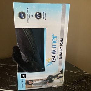 Isotoner Microterry Pillowstep Memory Foam Slip On Black